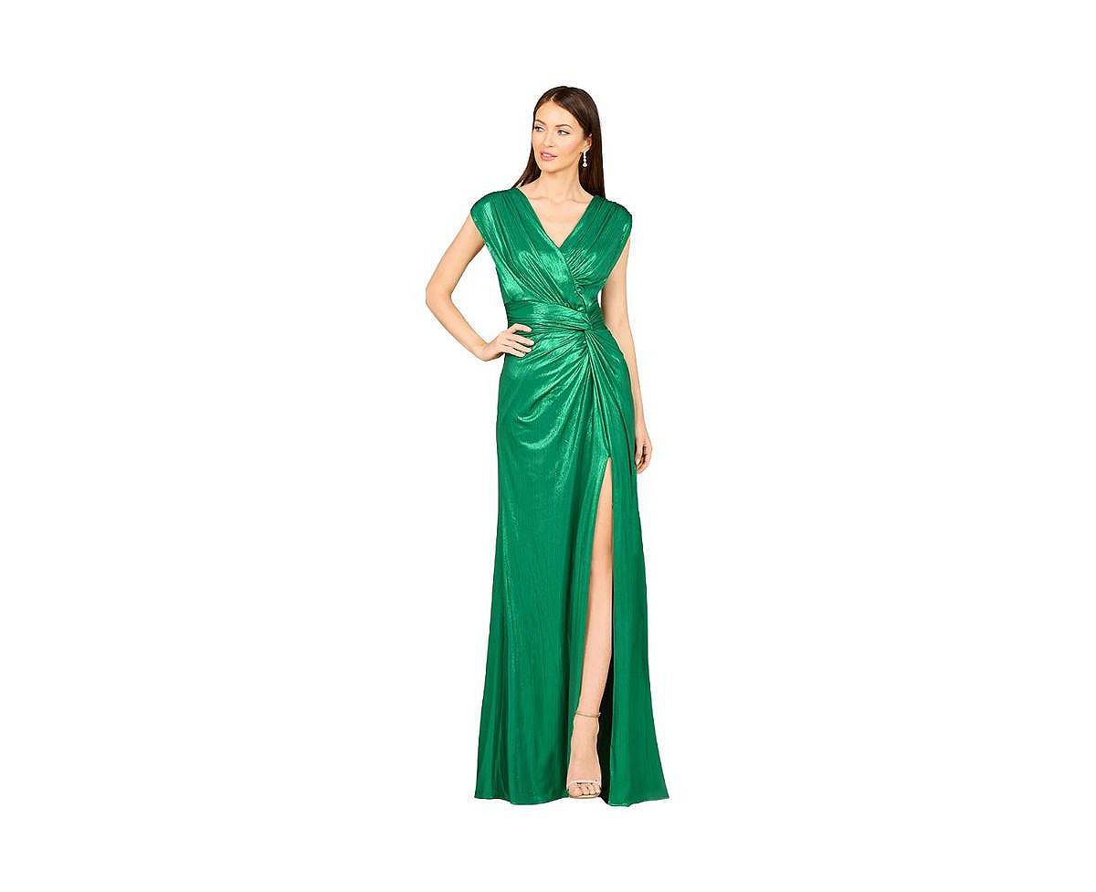 Lara Women's V-Neck Metallic Dress with Slit view 1 — MAYCSS fashion products
