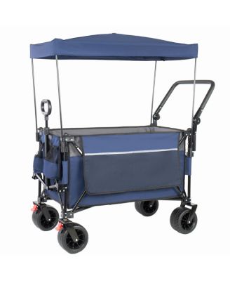 Multi-Functional Folding Wagon Cart with Canopy All-Terrain Wheels 480lbs Cap