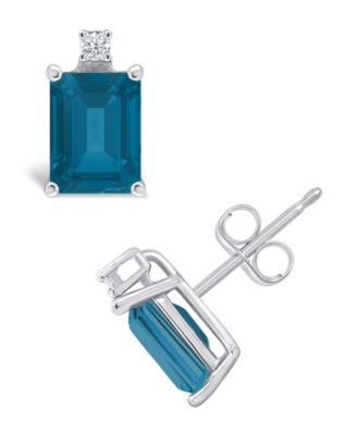London Blue Topaz (1-3/8 ct. t.w.) and Diamond Accent Stud Earrings in 14K Yellow Gold or 14K White Gold