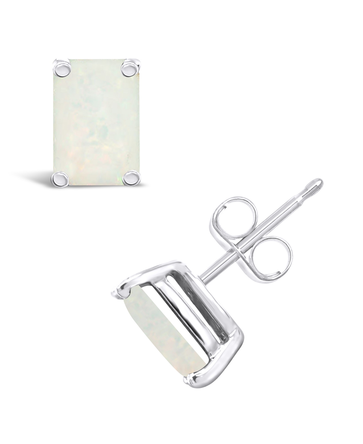 Opal (5/8 ct. t.w.) Stud Earrings in 14K Yellow Gold or 14K White Gold - White Gold
