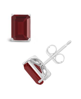 Garnet (3-9/10 ct. t.w.) Stud Earrings in Sterling Silver. Also Available in  Amethyst (3-1/5 ct. t.w.) and Citrine (3-1/5 ct. t.w.)