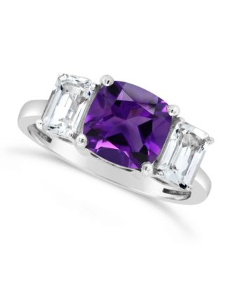 Gemstone and White Topaz (1-3/8 ct. t.w) Ring in Sterling Silver