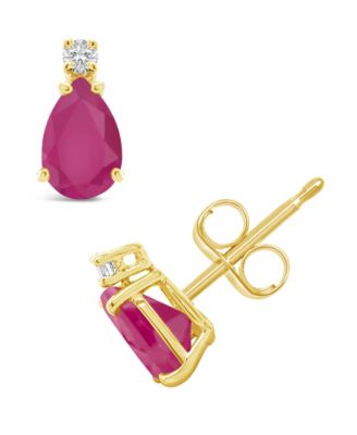 Sapphire (1 ct. t.w.) & Diamond Accent Stud Earrings in 14k Gold (Also in Emerald, Ruby, & Tanzanite)