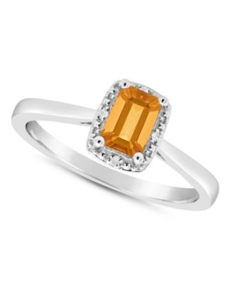Gemstone and Diamond Accent Ring in Sterling Silver