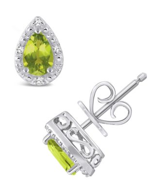 Gemstone and Diamond Accent Stud Earrings in Sterling Silver