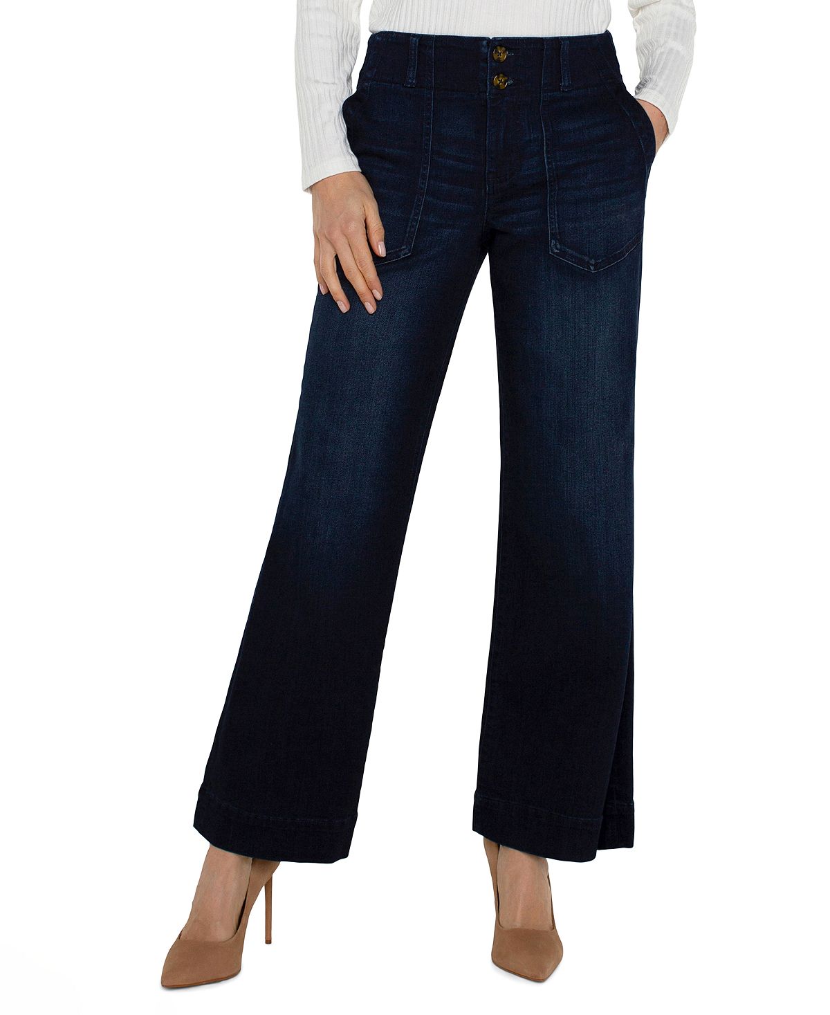 Liverpool Los Angeles Women's Patch Pocket Wide-Leg Jeans view 3 — MAYCSS fashion products
