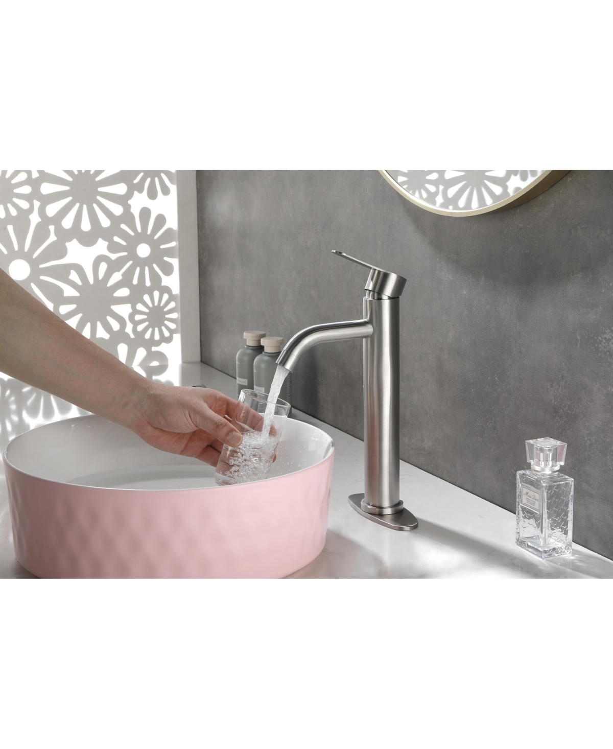 Midola Brushed Nickel Single Handle Bathroom Vanity Sink Faucet Stainless Steel with Modern Design for Bathroom