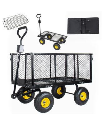 3-in-1 Oversized Steel Garden Cart 880lbs Capacity Utility Cart with Liner
