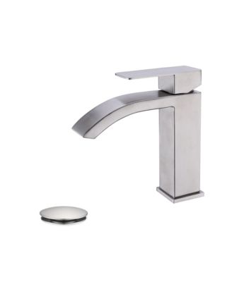 Waterfall Spout Bathroom Sink Single Handle Faucet with Pop-Up Drain (with Overflow)