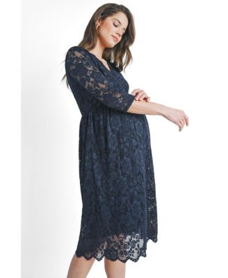 lace nursing dress Hello Miz Womens Maternity Floral Lace Nursing Friendly V Neck Faux Wrap  Dress (Small, Navy) at Amazon Women's Clothing store