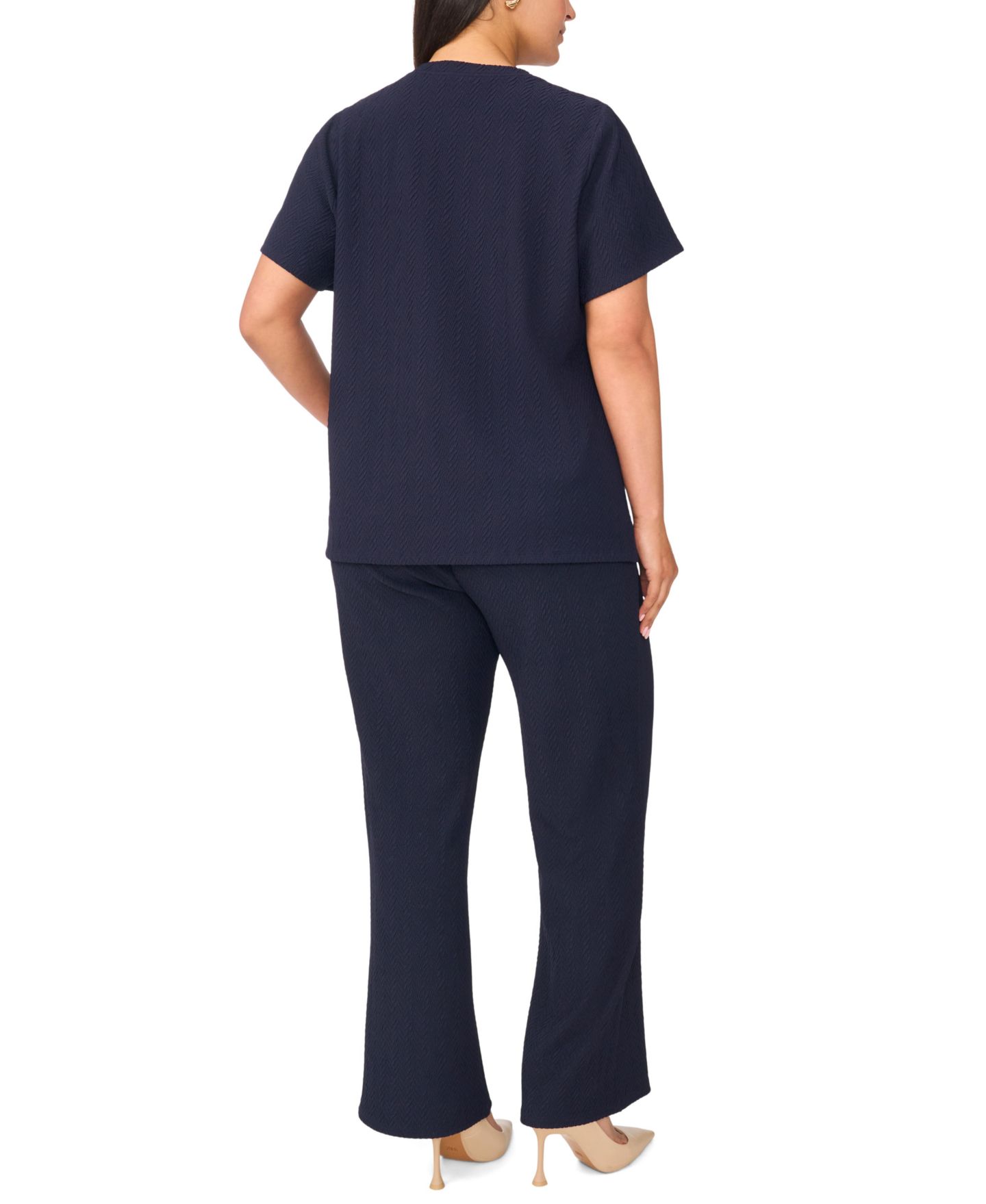 Женские брюки Vince Camuto Plus Size Pull-On Pintuck Kick Flare, цвет: Тёмно-синий — фото 10