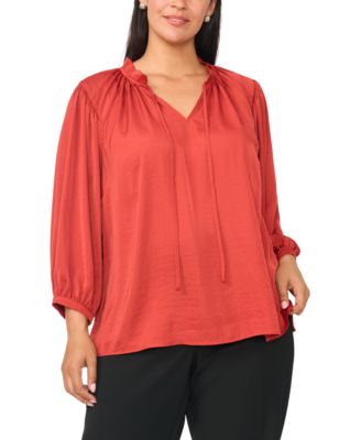 Plus Size Raglan-Sleeve Peasant Blouse