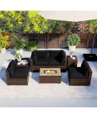 Pieces Outdoor Furniture Set with Fire Pit Table and Propane Tank Cover