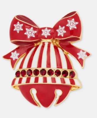 Red Bow Bell Pin