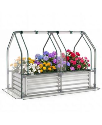 Small Galvanized Raised Garden Bed with Greenhouse Cover
