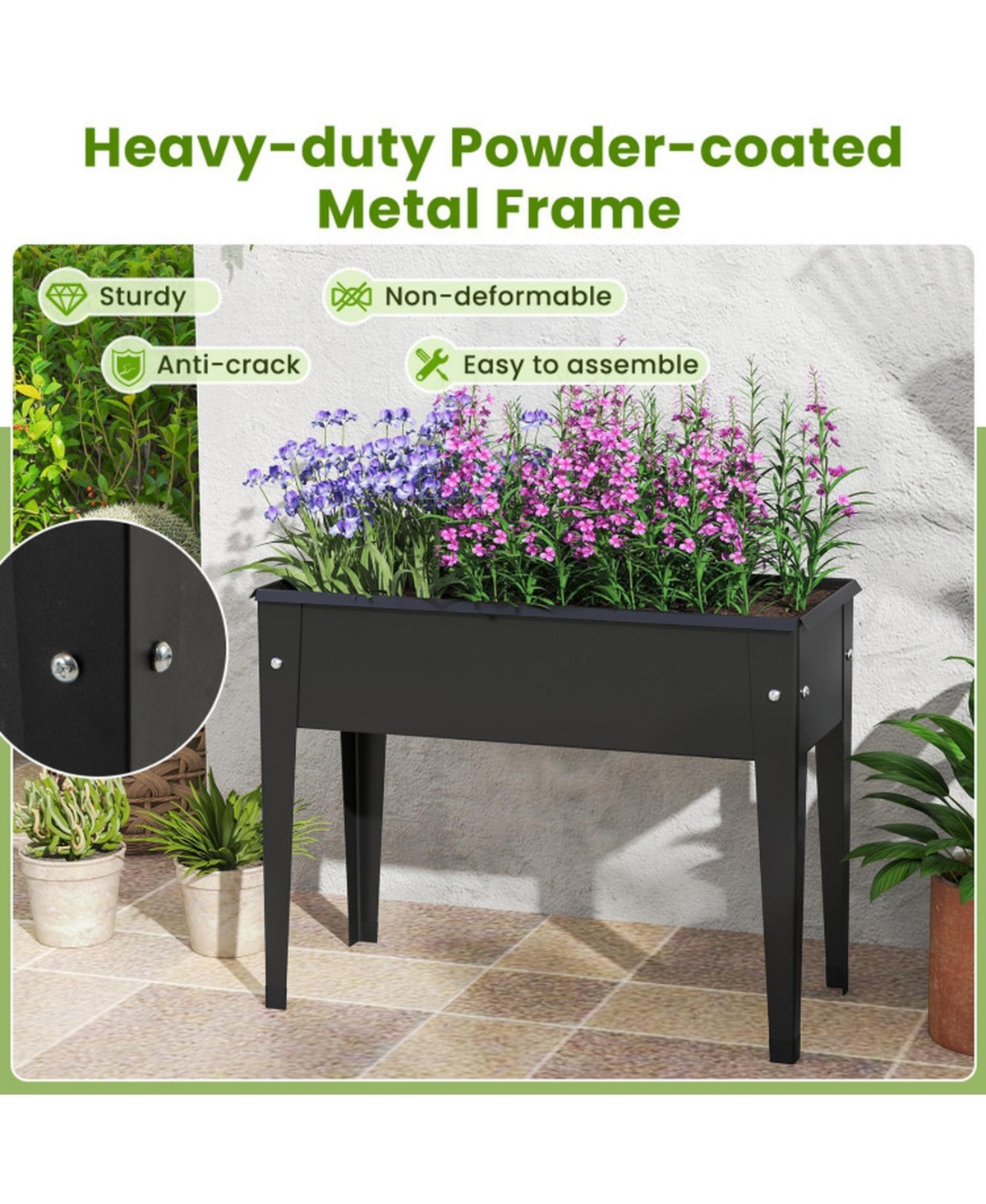 Gouun Elevated Metal Raised Garden Bed Planter Box with Legs