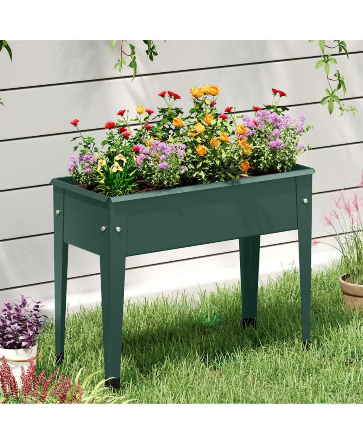 Gouun Elevated Metal Raised Garden Bed with Legs Outdoor Gardening Box