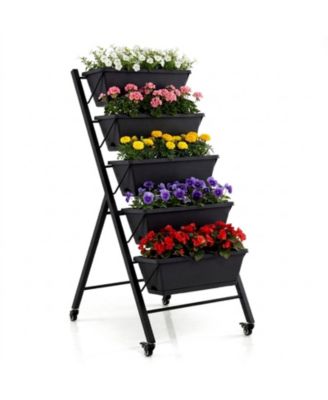 5-Tier Vertical Raised Garden Bed with Wheels for Backyard Gardening