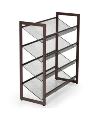 4-Tier Metal Shoe Rack with Flat and Slanted Shelves
