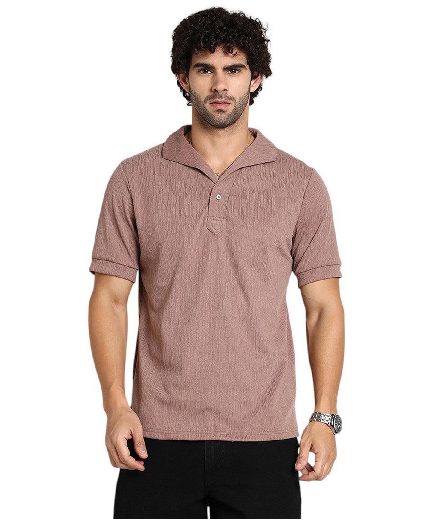 Мужская футболка Cahoot Pastel Brown Tactitle Spread-Polo, цвет: Коричневый — фото 3
