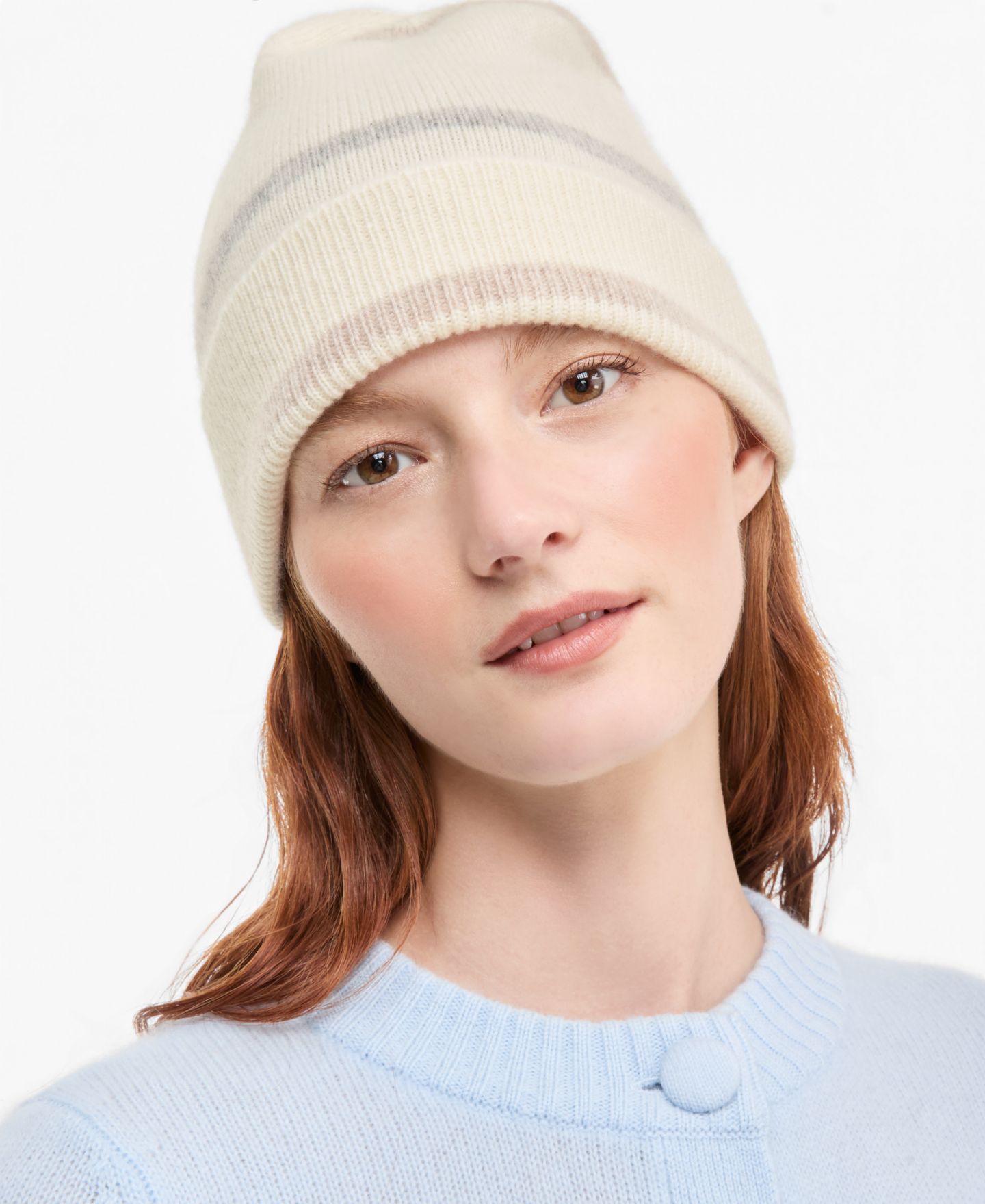 Женская шапка Charter Club Mixed Stripe Cashmere Cuffed Beanie, цвет: Mi St Vani — фото 3
