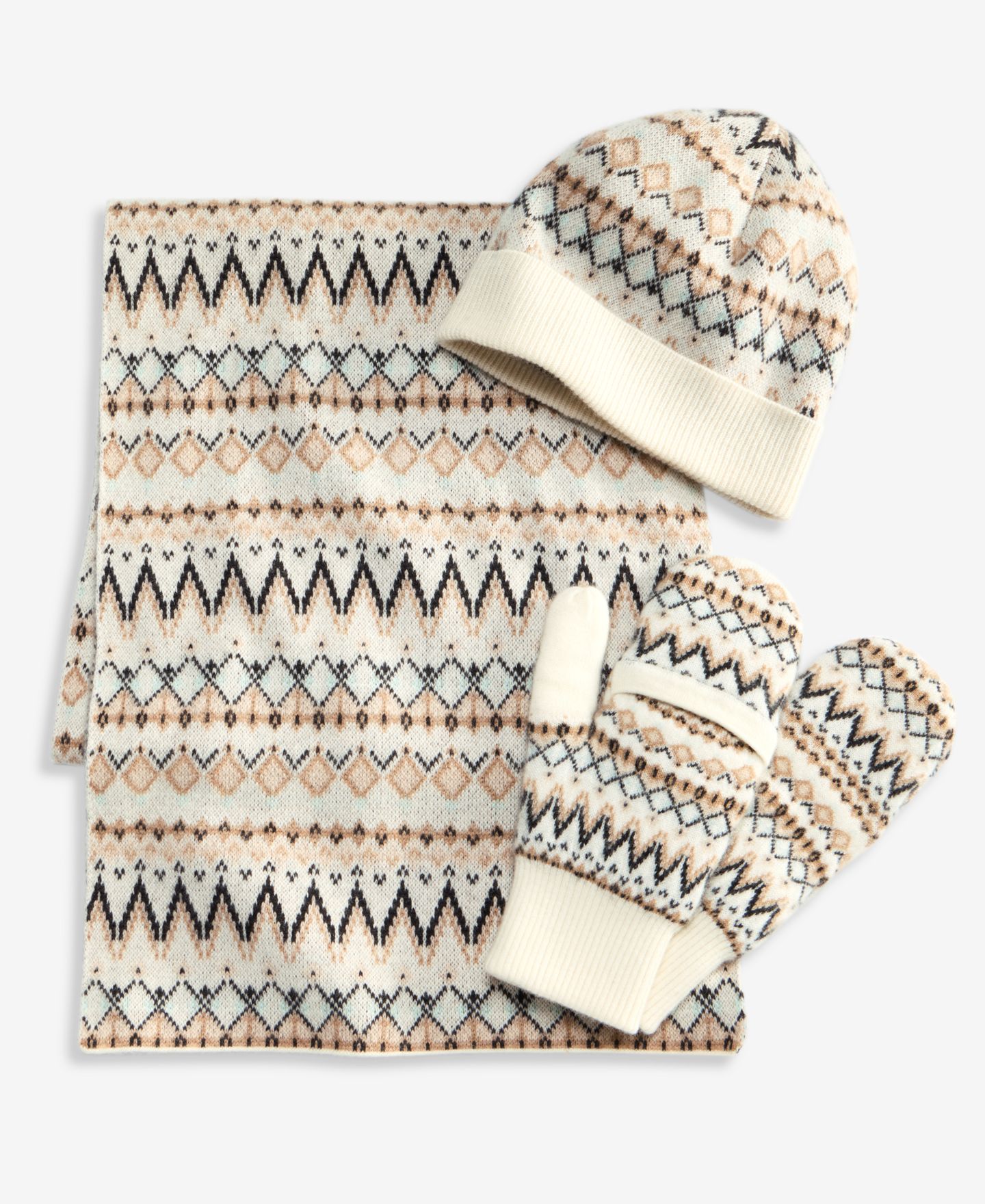 Женские перчатки Charter Club Fair Isle Cashmere Nordic Mittens, цвет: Морозный ванильный ледяной — фото 2