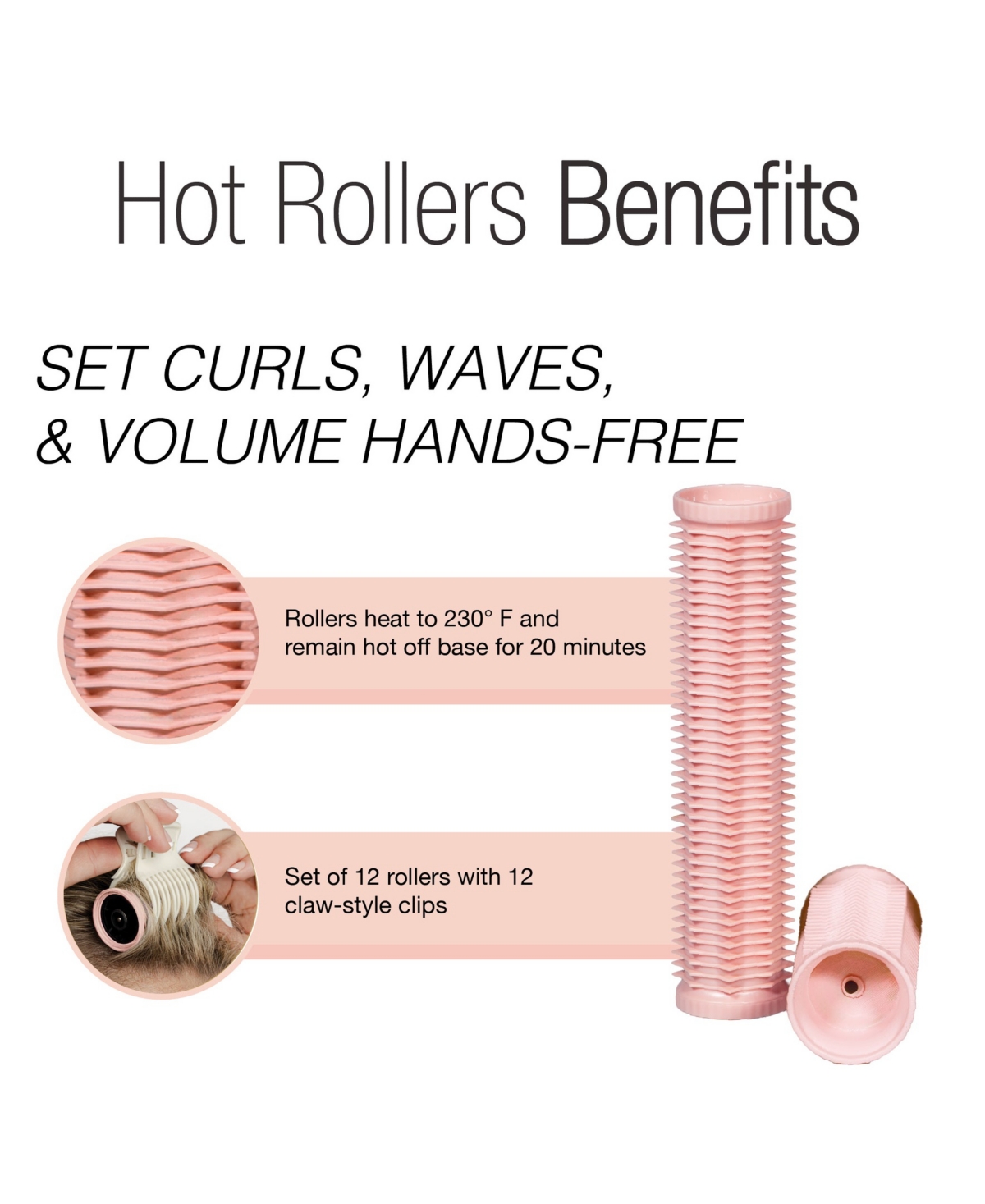 Calista Ion Long Hot Rollers and Claw Clips Set
