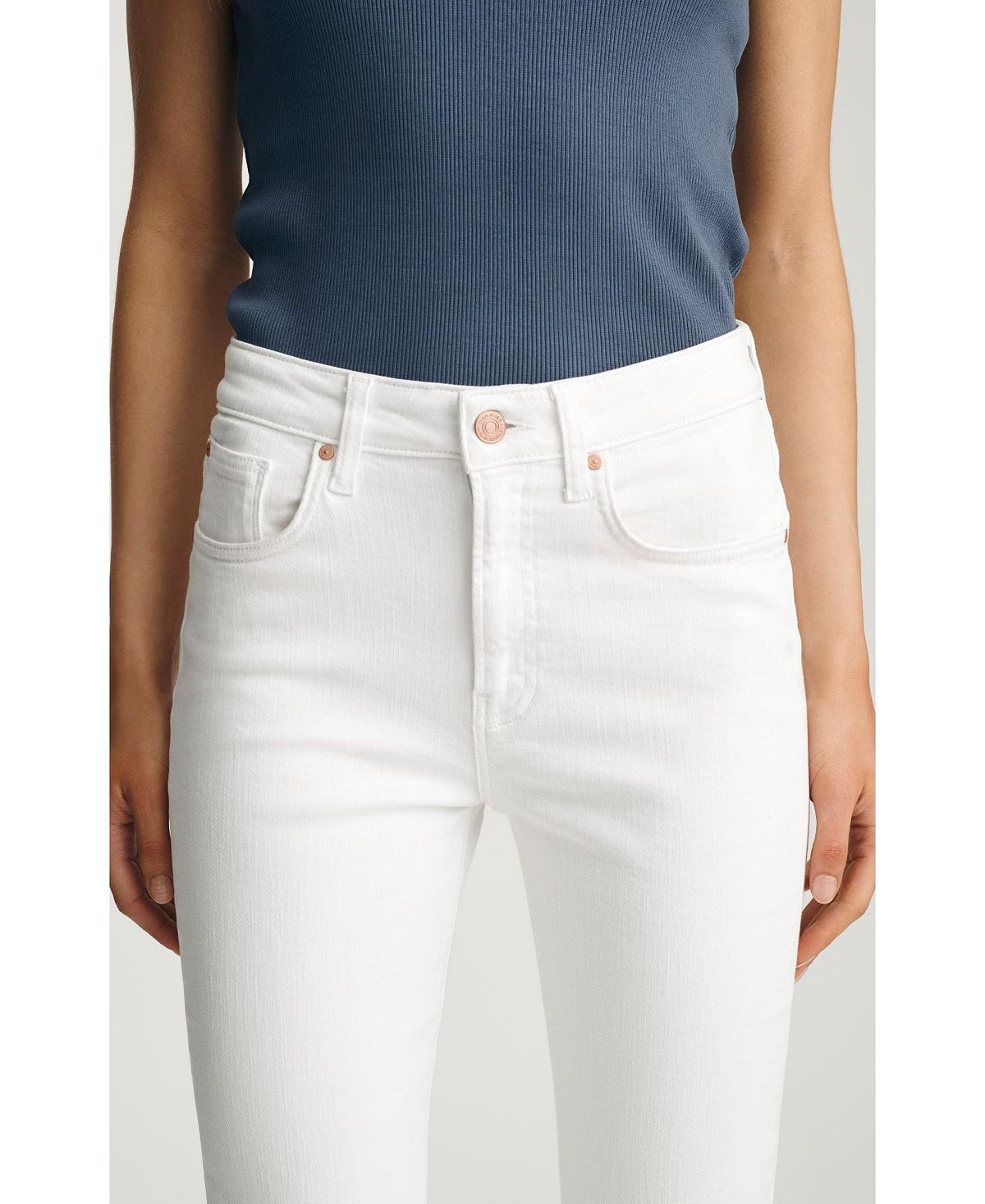 Mavi Jeans Women's Anika Mid Rise Cropped Flare In White Flex Blue view 5 — MAYCSS fashion products