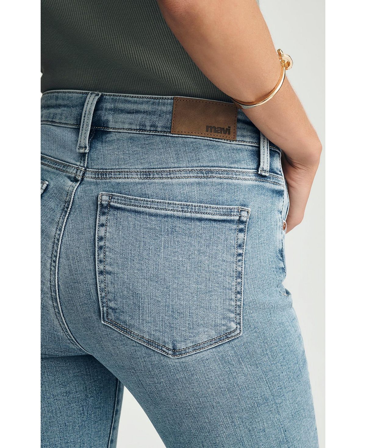 Mavi Jeans Women's Anika Mid Rise Cropped Flare In Lt Brushed Flex Blue view 6 — MAYCSS fashion products