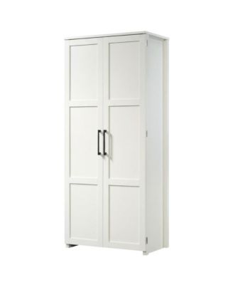 White Finish Storage Cabinet With Spacious Interior And Modern Design