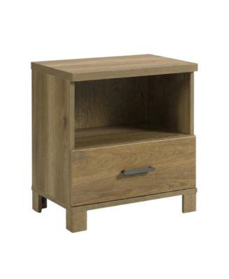 Wooden Nightstand in Timber Oak Finish with Rustic and Modern Farmhouse Style