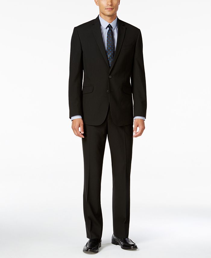 Kenneth Cole Reaction Men's Slim-Fit Black Stripe Suit - Macy's