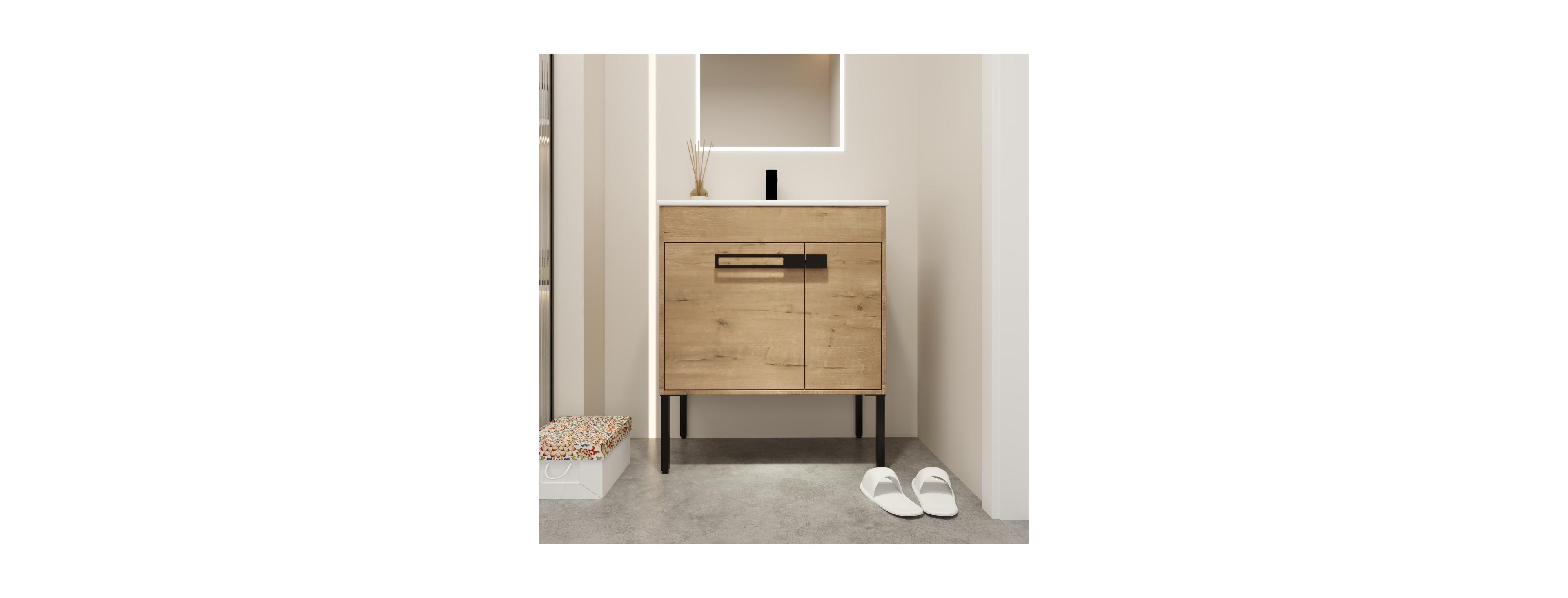 Sillysis Modern Bathroom Vanity with Ceramic Sink, Wall Mounted or Freestanding, Soft Close Doors