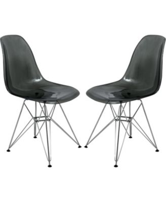 Cresco Acrylic Dining Chair Set of 2 Chrome Eiffel Base and Curved Back Design, Ergonomic and Lightweight Accent Side Chair