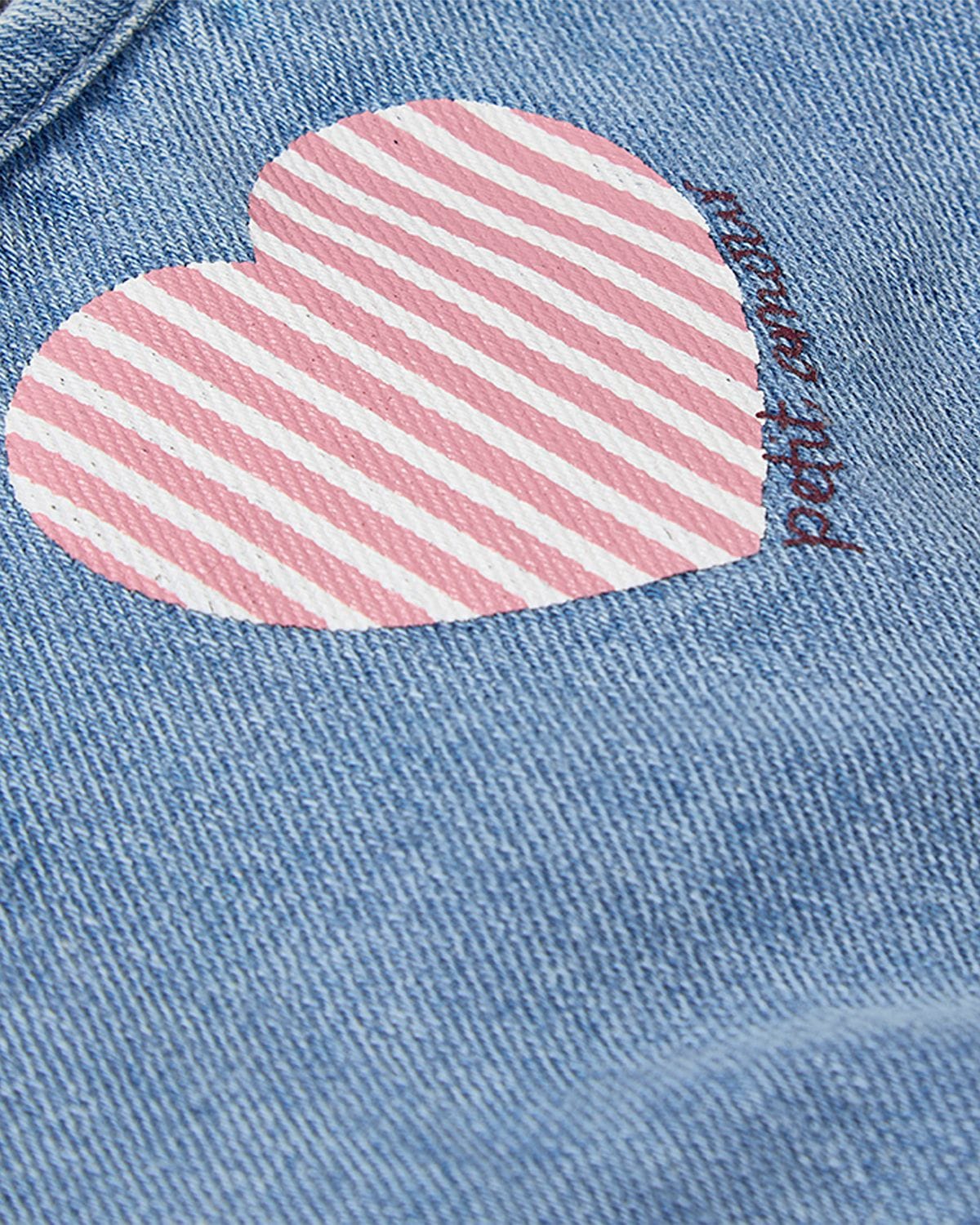 MeMoi Baby Girls "Petit Amour" 100 percentage Cotton Denim Romper