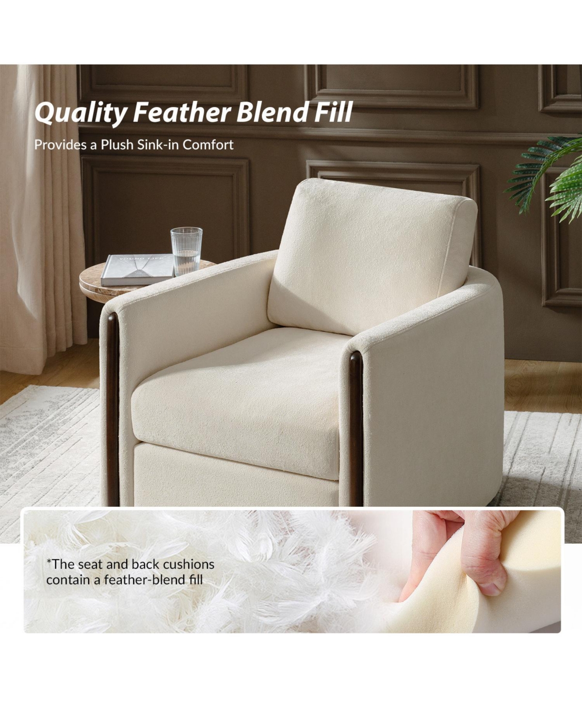 Hulala Home Verdino Modern Down-filled Solid Wood Swivel Barrel Chair