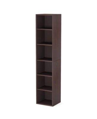 Modern 6-Tier Corner Bookcase with Narrow Cube Shelves