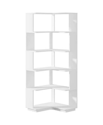Corner Bookcase with 6 Open Storage Shelves