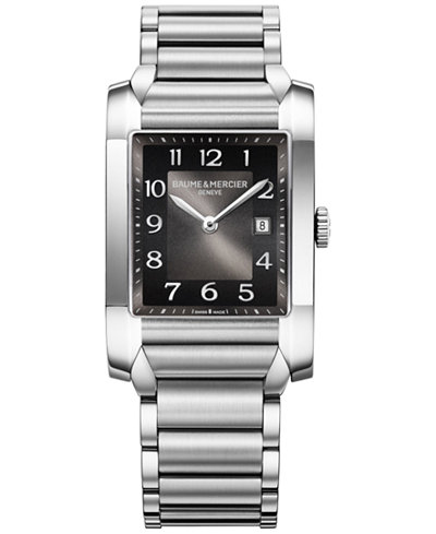 Baume & Mercier Women's Swiss Hampton Stainless Steel Bracelet Watch with Interchangeable Black Alligator Leather Strap 27x40mm M0A10021