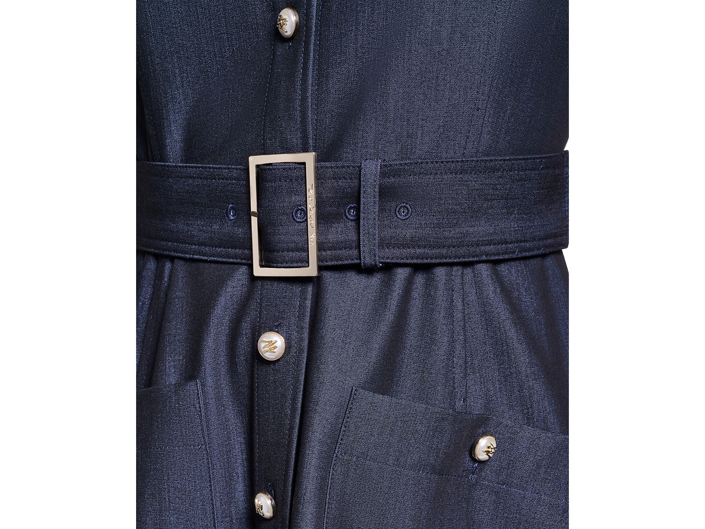 Женское платье KARL LAGERFELD PARIS Denim Belted Midi Shirt Dress, цвет: Индиго — фото 5