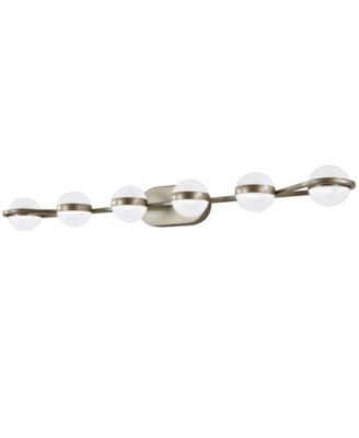 43" Minimalist LED Bathroom Vanity Light with Crystal Sand Acrylic Shades, 6-Light Wall Mounted Decorative Lighting Fixture for Bathroom