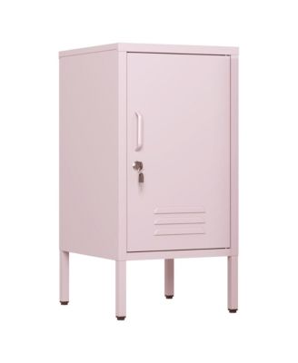 Furniture Modern Metal Bedside Locker with Lockable Door, 2 Adjustable Shelves, Easy-Assembly Storage Cabinet