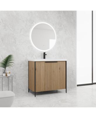 Modern Freestanding Bathroom Vanity with Resin Sink, Soft Close Door, Adjustable Shelf, Plywood Cabinet, 24/30/35/47 Inch Sizes