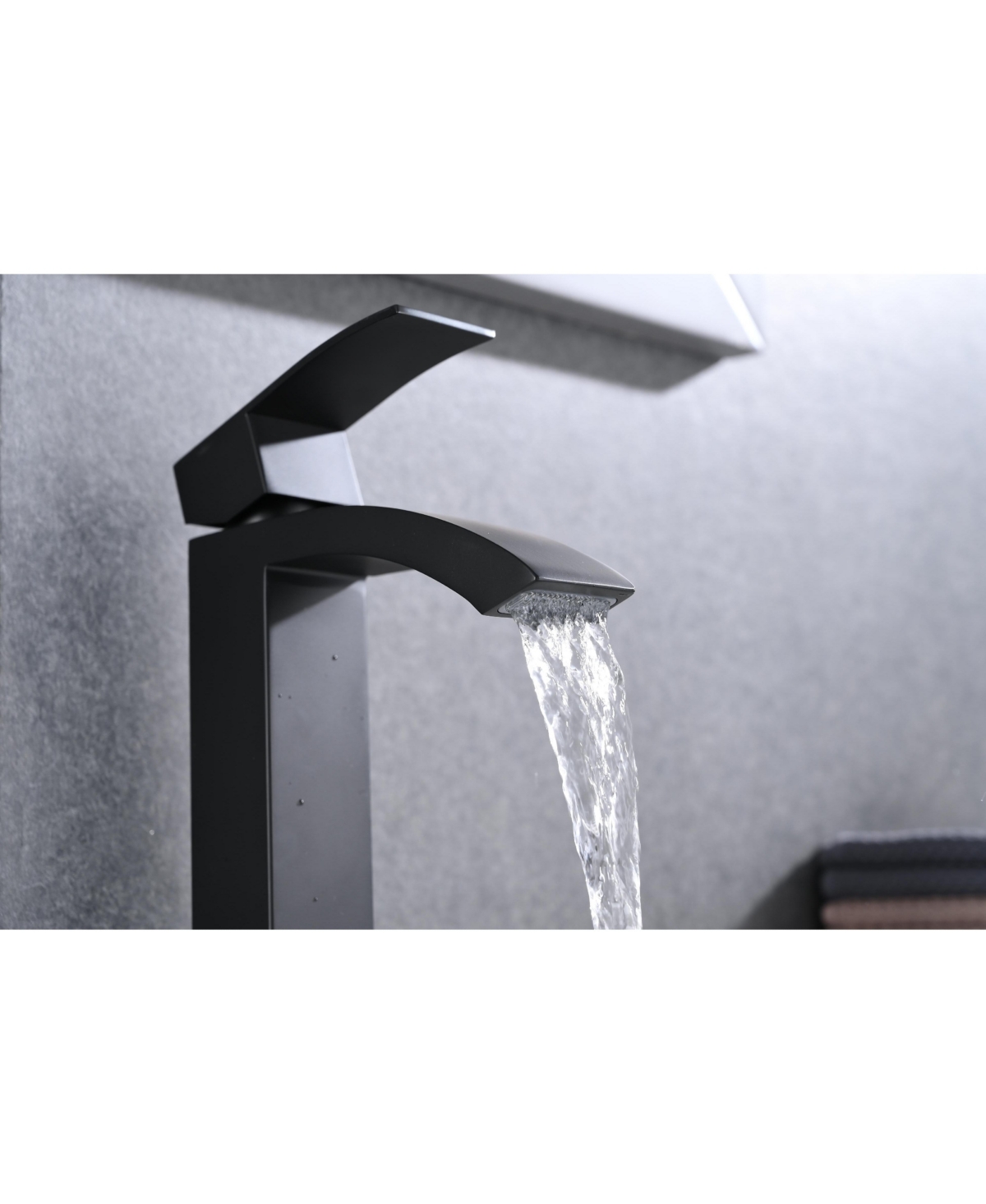 Phying Waterfall Spout Bathroom Sink Single Handle Faucet with Pop-Up Drain