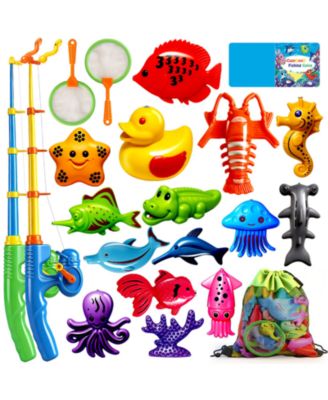 15 Fishes Fishing Game Set Water Table Bath Toy Outdoor Pool Party Rod Net Floating Fish Kids Birthday Gift
