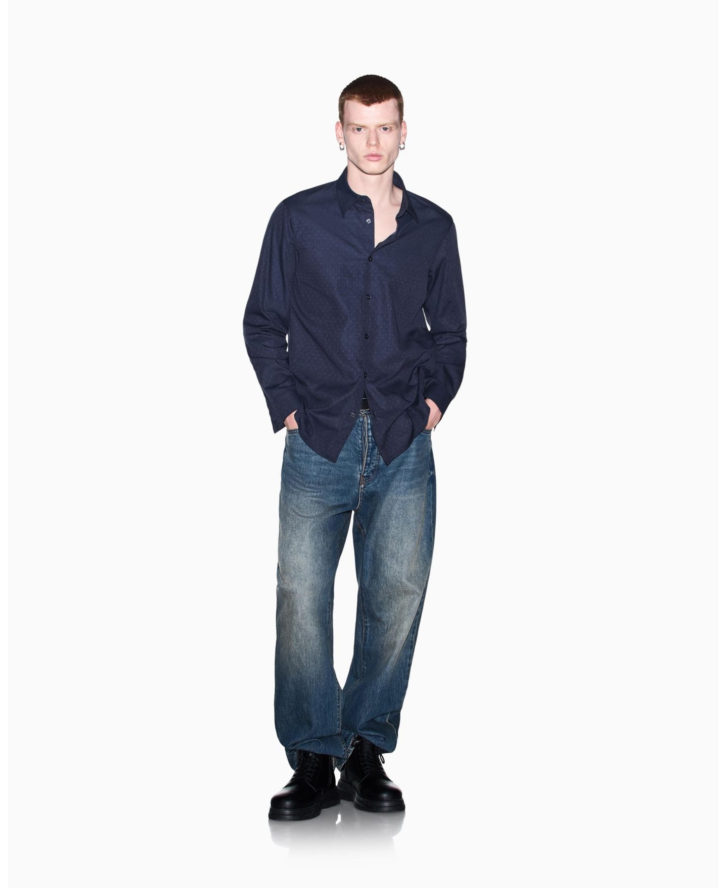 Мужская рубашка A|X Armani Exchange Cotton Jacquard Woven, цвет: Чёрный — фото 13