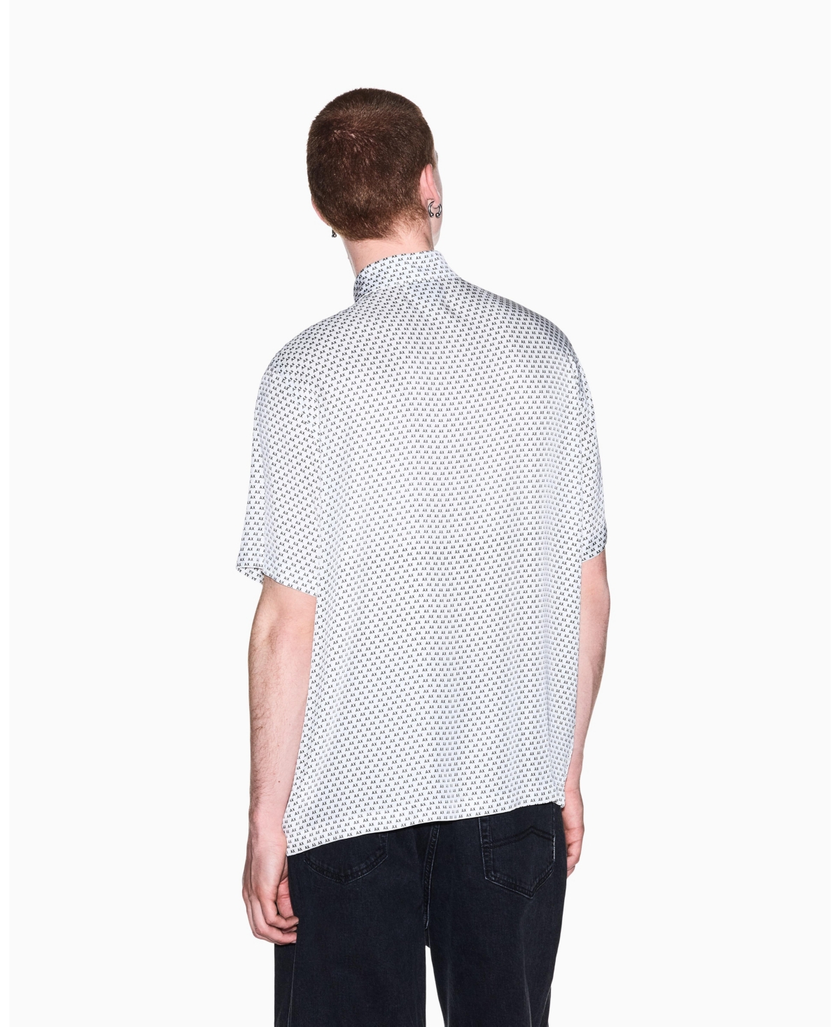 A|X Armani Exchange Men's Viscose All Over Logo Woven Shirt