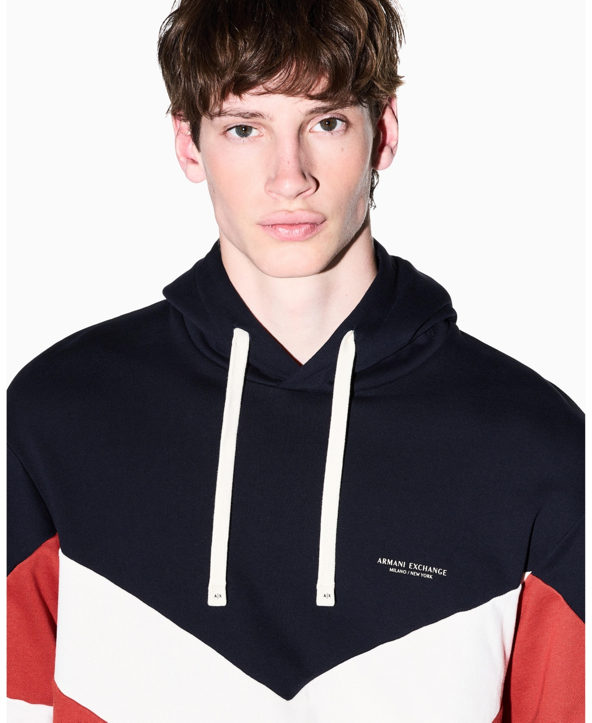 A|X Armani Exchange Men's Chevron Color Block Hoodie