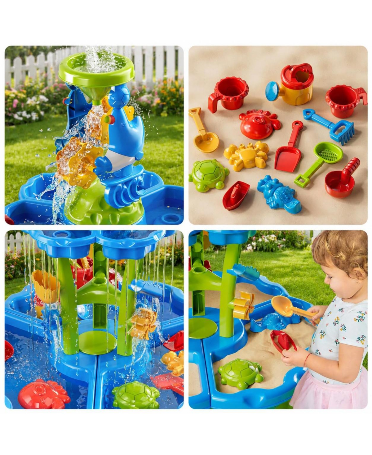 Gnuadz 2-Tier Water Table Sand Beach Outdoor Sensory Play Kids Toddler