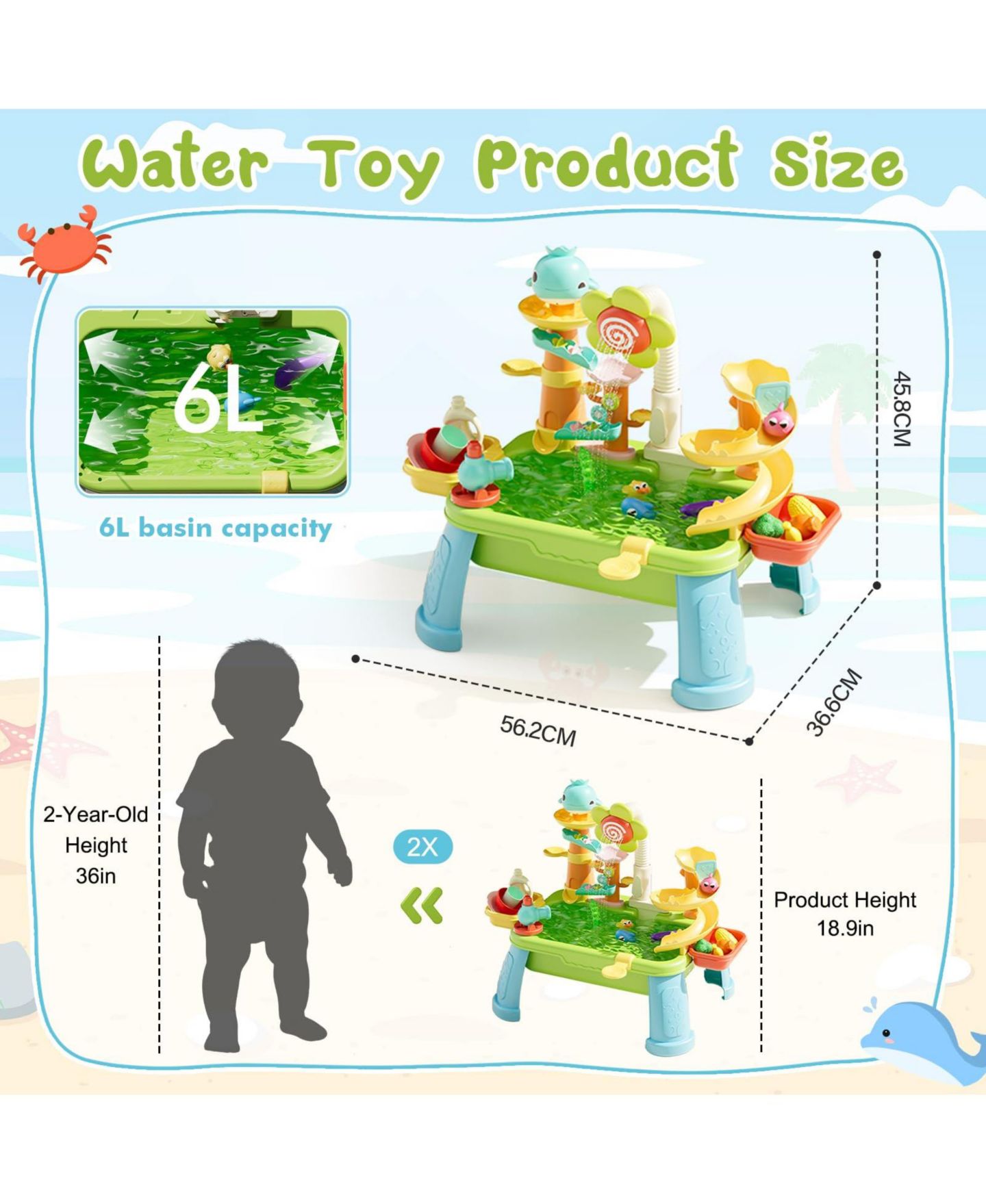 Детские игрушки GNUADZ 4-in-1 Kids Electric Pump Sand Water Table, Ages 18M+, цвет: Разноцветный — фото 2